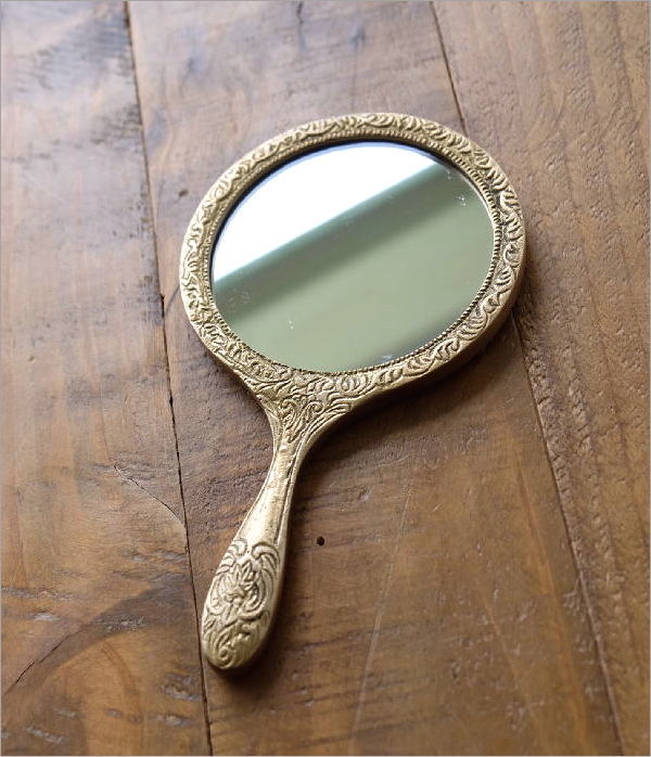 真鍮の手鏡「ANTIQUE GOLD FINISH」 手鏡 ハンドミラー 真鍮 ブラス アンティーク ゴールド おしゃれ 高級