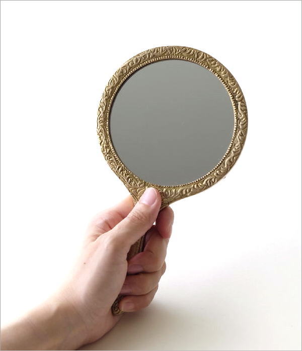 真鍮の手鏡「ANTIQUE GOLD FINISH」 手鏡 ハンドミラー 真鍮 ブラス アンティーク ゴールド おしゃれ 高級