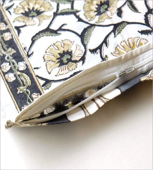 クッションカバー 45×45 おしゃれ 刺繍 綿100% ボタニカル柄 コットン