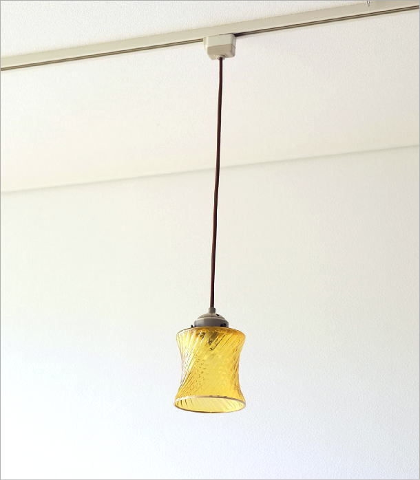 ペンダントライト ガラス イエロー アンティーク レトロ 天井照明