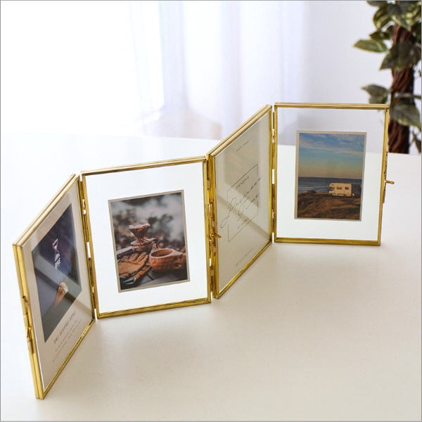 フォトフレーム 写真立て おしゃれ 4窓 4面 8枚 複数 多面 卓上 L判