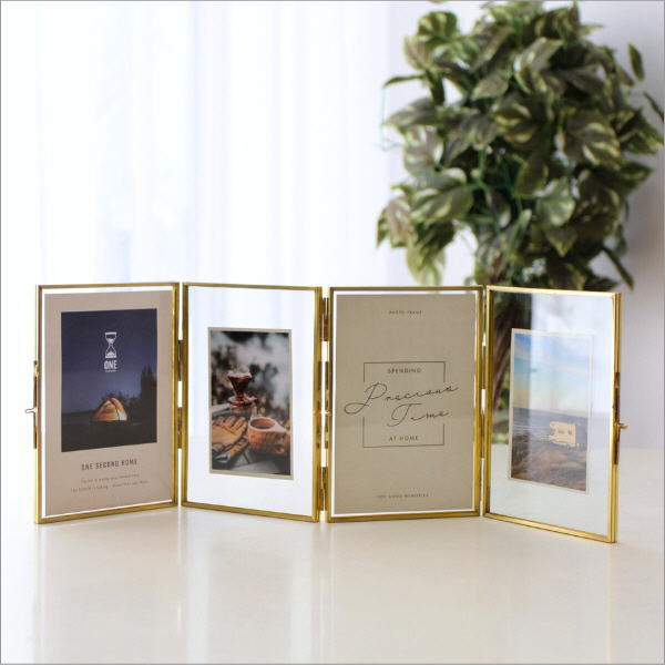 フォトフレーム 写真立て おしゃれ 4窓 4面 8枚 複数 多面 卓上 L判