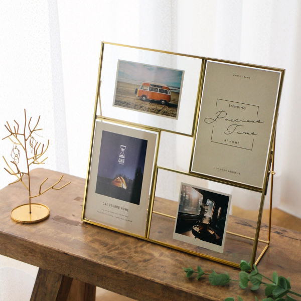 フォトフレーム 写真立て おしゃれ 4窓 4面 4枚 複数 多面 卓上 L判