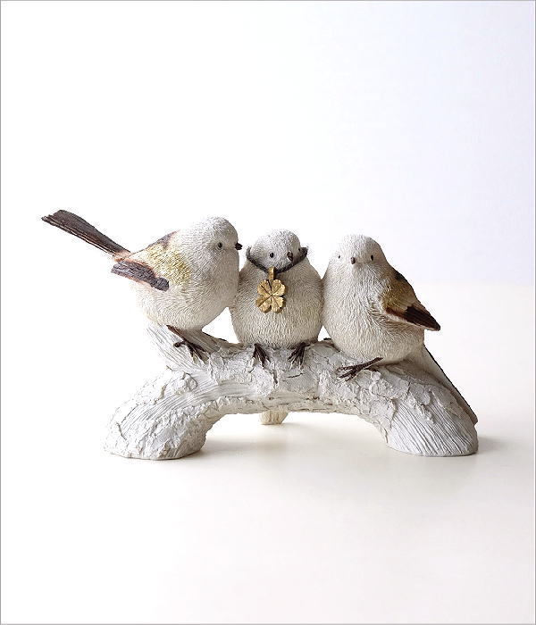 シマエナガ オブジェ 置物 鳥 おしゃれ かわいい 玄関 カウンター お庭