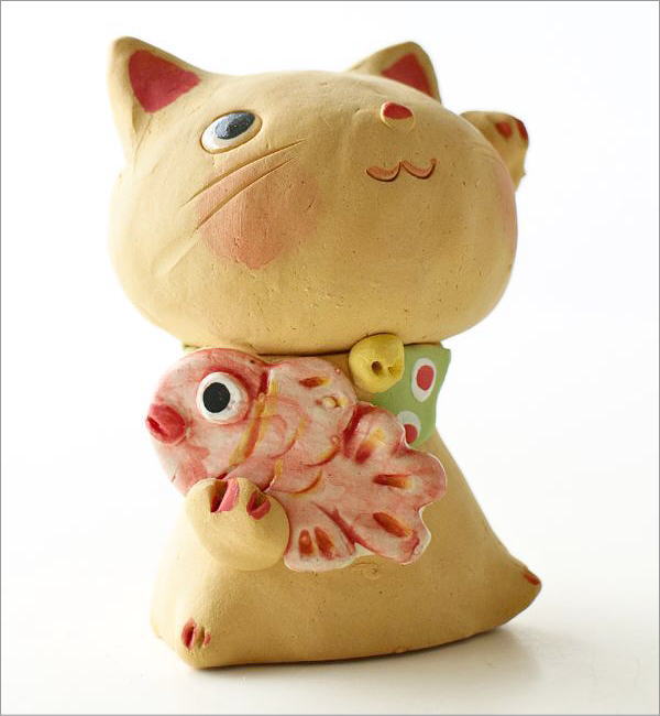 招き猫 置物 陶器製 23cm 招き猫 置物 陶器製 23cm
