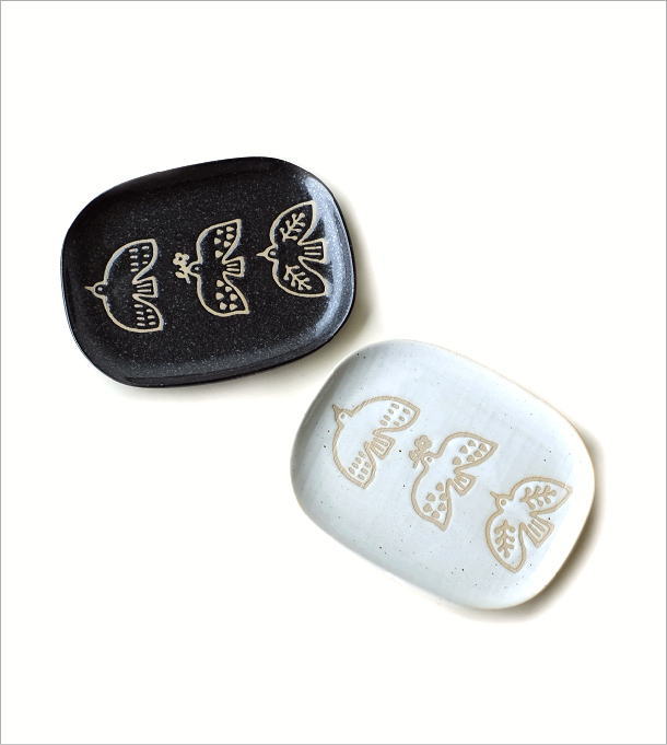 お皿 プレート 中皿 陶器 おしゃれ 取り皿 北欧 鳥 かわいい 和風 和