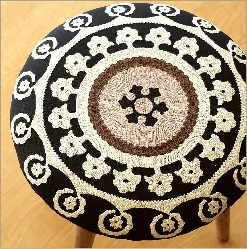 スツール 丸椅子 おしゃれ 椅子 刺繍 北欧 コンパクトスツール