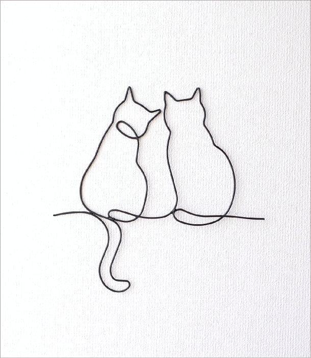 壁飾り アイアン おしゃれ ウォールアクセント ネコ ねこ シンプル