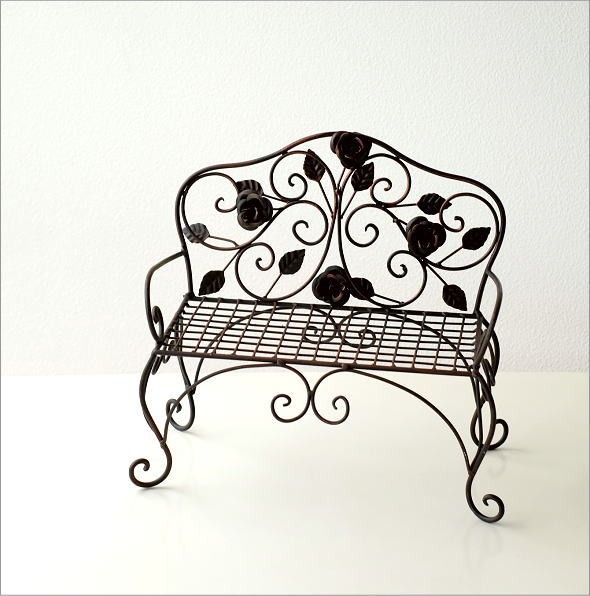 ミニベンチ 花台 フラワースタンド アイアン おしゃれ アンティーク風