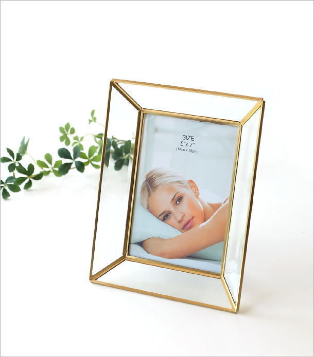 フォトフレーム ガラス付き フォトフレーム 写真立て ガラス おしゃれ 透明 ゴールド 真鍮