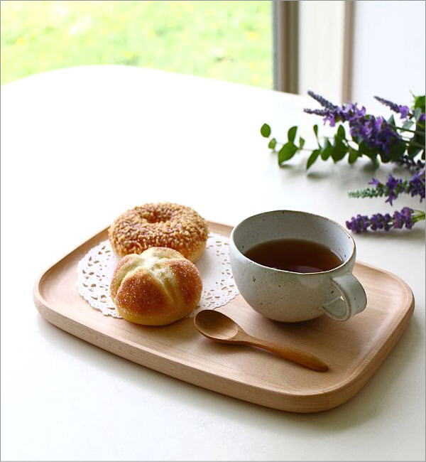 木製トレートレイ カフェ カフェトレー お盆 おしゃれ 天然木 無垢