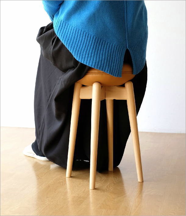 スツール 木製 おしゃれ 丸椅子 かわいい 北欧 ナチュラル クッション