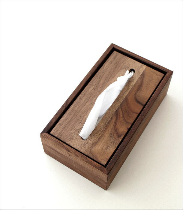 ティッシュケース 木製 おしゃれ ウォールナット 天然木 無垢 北欧