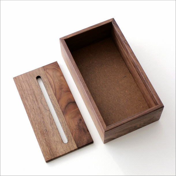 ティッシュケース 木製 おしゃれ ウォールナット 天然木 無垢 北欧