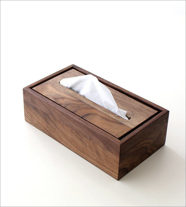 ティッシュケース 木製 おしゃれ ウォールナット 天然木 無垢 北欧