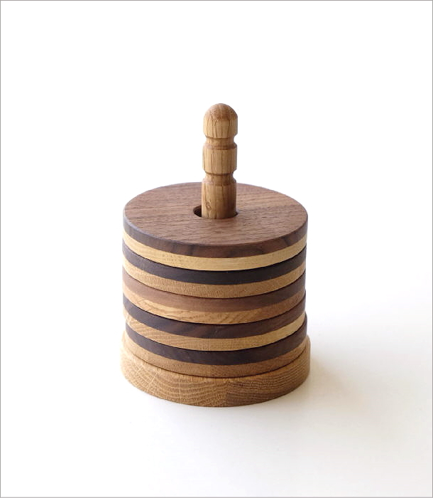 コースター おしゃれ オーク ウッド ウォールナット 5枚セット 木製