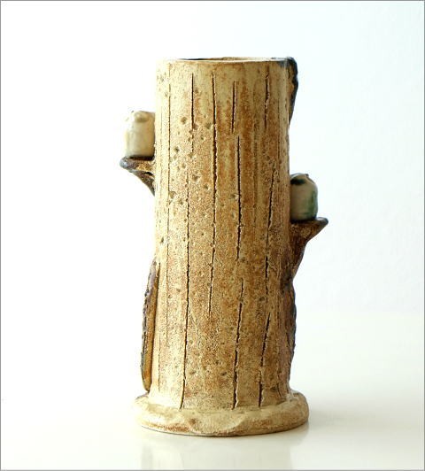 花瓶 花びん 陶器 花器 瀬戸焼 フクロウ 和風 雑貨 置物 置き物