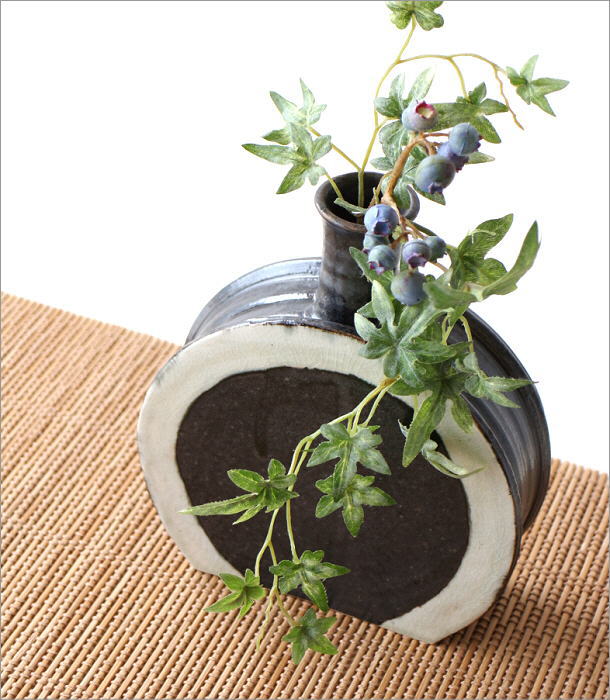 瑞光窯 古瀬戸 掛花 花入れ 花器 花瓶 フラワーベース 佐々木八十二 瑞光窯 古瀬戸 掛花 花入れ 花器 花瓶 施釉 共箱付き /フラワー