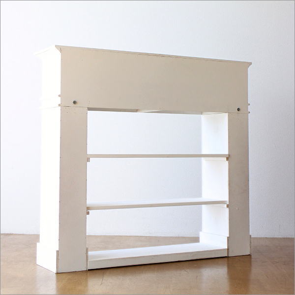 アンティーク風 木製　白　マントルピース　暖炉 マントルピース 白 収納 本棚 アンティーク インテリア クラシック