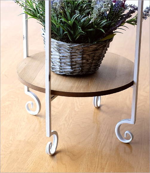 フラワーラック 花台 ウッド ホワイトアイアン おしゃれ フラワー