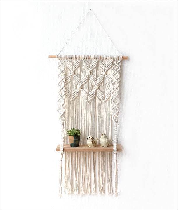 【1点限定】マクラメシェルフタペストリー マクラメ タペストリー おしゃれ ウォールシェルフ 壁掛け 北欧 モダン