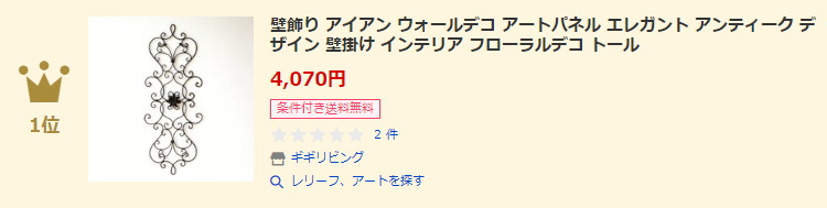 レリーフ、アートランキング1位