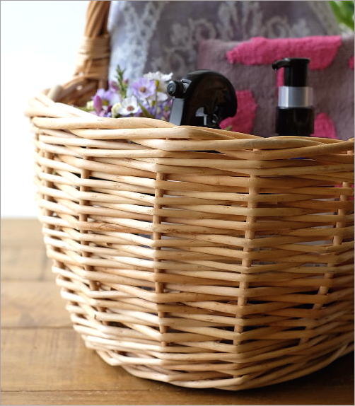 オーバル　手提げ籠　大型　ウィロー　柳材　木製　　篭　カゴ　バスケット かご カゴ バスケット ウィロー おしゃれ かわいい 柳 ナチュラル