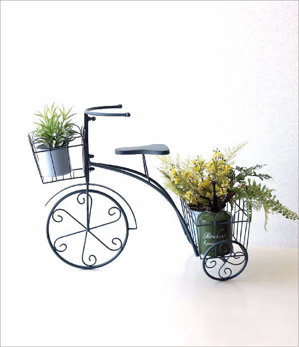 フラワーラック おしゃれ サイクルプランター 三輪車 アイアン