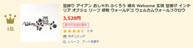 レリーフ、アートランキング1位