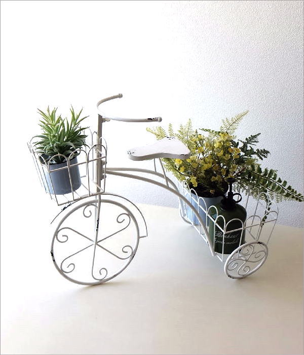 フラワーラック おしゃれ サイクルプランター 三輪車 アイアン