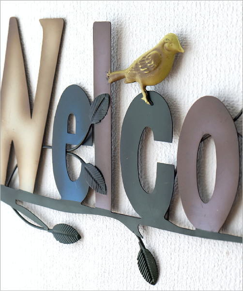 ウェルカム アンティーク オブジェ アイアン メタルアート 女の子 インテリア 壁飾り アイアン WELCOME おしゃれ 壁掛け 玄関 ドア サインボード