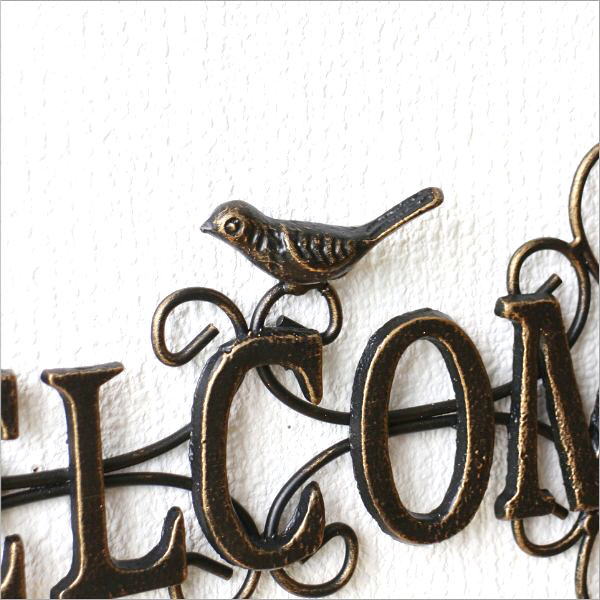 WELCOM！BIRD【ラッキーオウム】 アイアンサイン　看板 壁飾り アイアン WELCOME おしゃれ バード 壁掛け サインボード サイン