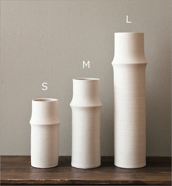 花瓶 花びん 陶器 おしゃれ フラワーベース 竹 デザイン 枝物 円柱 筒