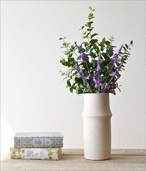 花瓶 花びん 陶器 おしゃれ フラワーベース 竹 デザイン 枝物 円柱 筒