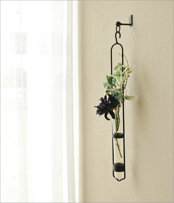 一輪挿し ガラス アイアン 壁掛け 花瓶 花びん おしゃれ モダン 北欧