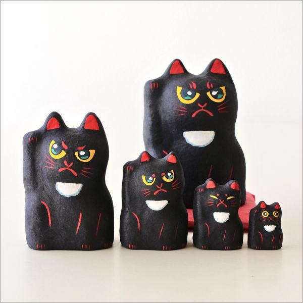 招き猫 置物 張り子 座布団付き 和紙 和風 張子細工 入れ子 ネコ ねこ