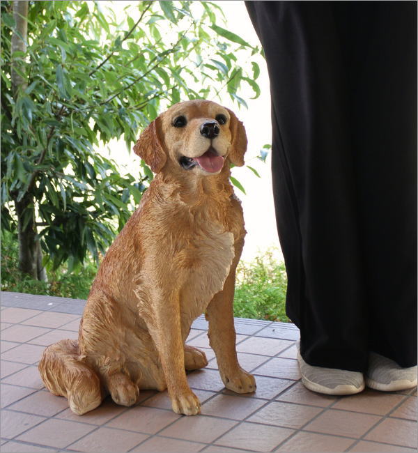 木彫り 犬 置物 大型 43cm ヴィンテージ 木製ドッグ 彫刻 オブジェ 犬 置物 屋外 玄関 リアル 大型 大きい オブジェ ドッグオーナメント