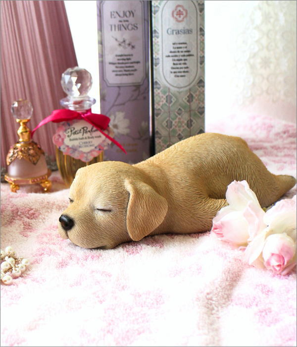 犬 置物 子犬 オブジェ ラブラドールレトリバー すやすや 眠る姿 寝