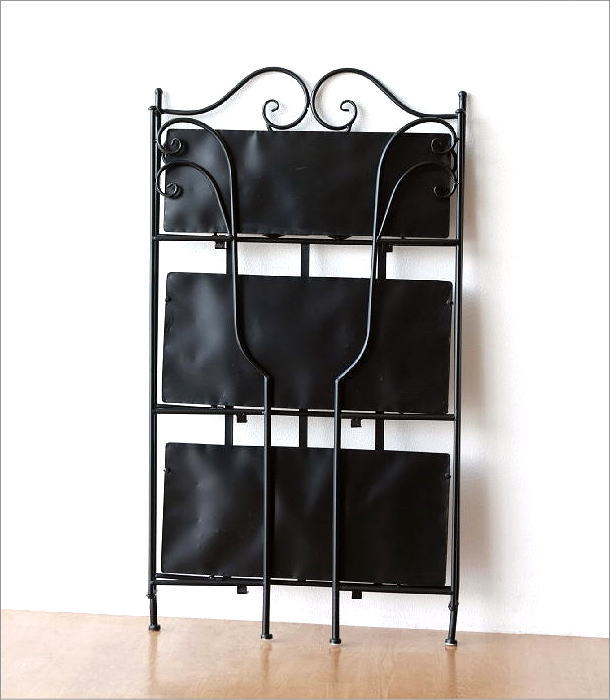 飾り棚 飾棚 ディスプレイ シェルフ アイアン 3段 折りたたみ 白