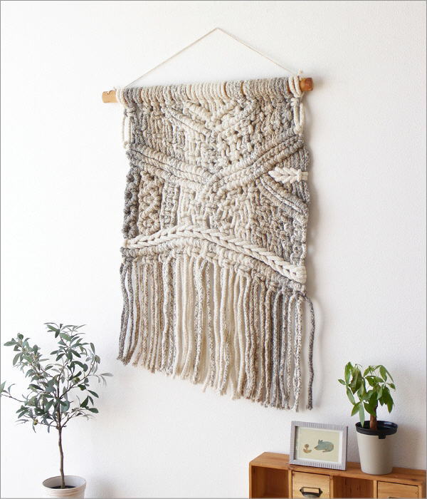 タペストリー おしゃれ 北欧 マクラメ編み ナチュラル 和モダン 布