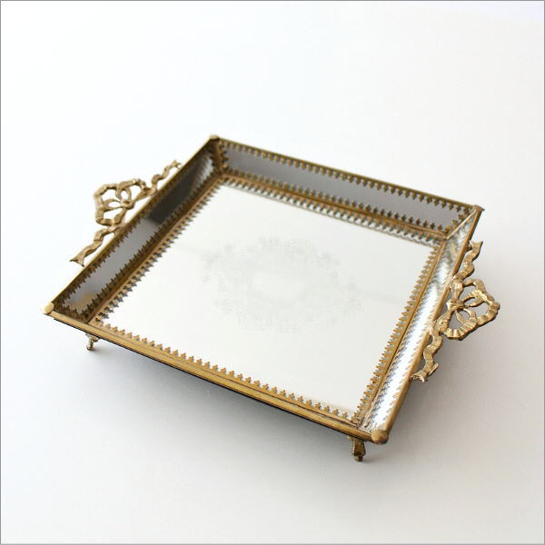 アクセサリートレイ 真鍮 ミラー 鏡面 トレー おしゃれ アンティーク