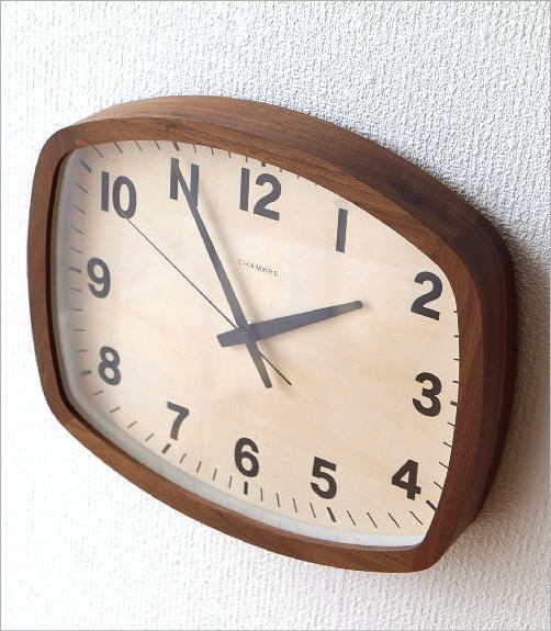 掛け時計 壁掛け時計 おしゃれ 木製 無垢材 ウォルナット 静音 静か