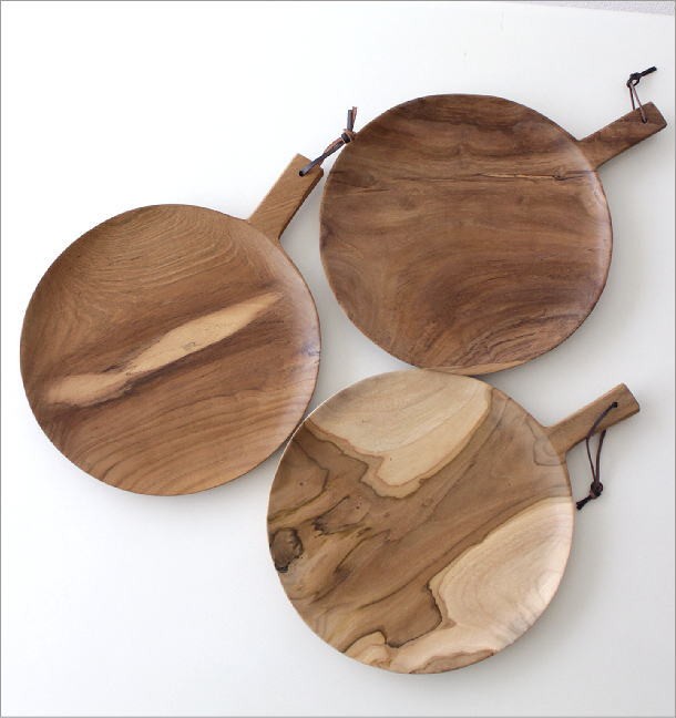 お皿 プレート 持ち手付き 取っ手 サービングトレイ 木製 天然木 無垢