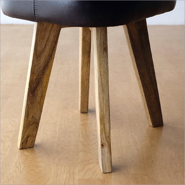 スツール 木製 クッション 四角 椅子 レザー 本革 天然木 チーク材