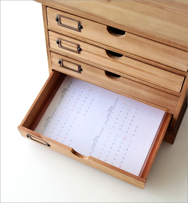引き出しチェスト 書類ケース 木製 4段 A4 ウッド ミニチェスト レター