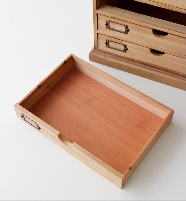 引き出しチェスト 書類ケース 木製 4段 A4 ウッド ミニチェスト レター