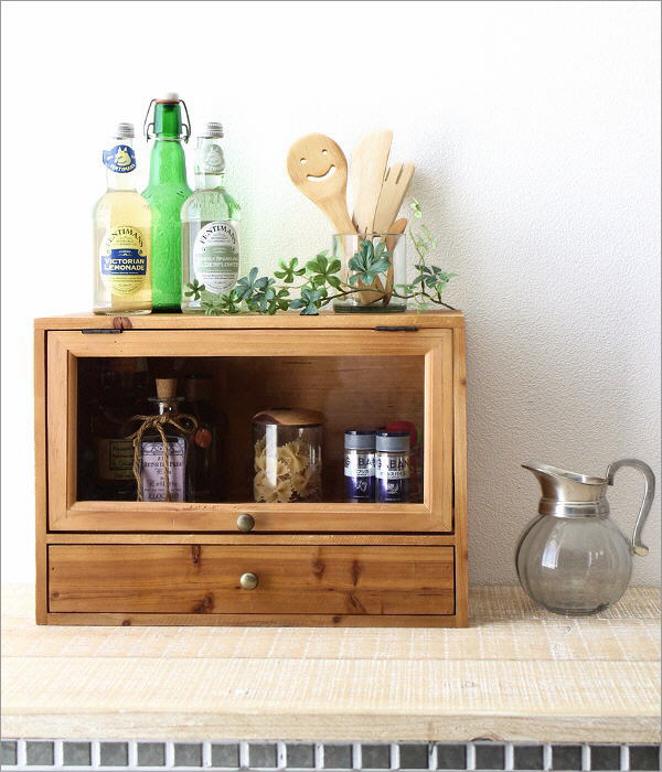 ミニキャビネット 飾り棚 スパイスラック おしゃれ 木製 ウッド 卓上