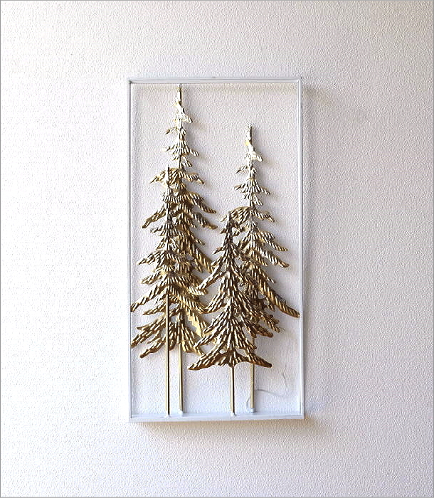 クリスマスツリー 壁掛け インテリア 壁飾り アイアン アートパネル 木