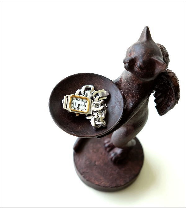 猫 置物 アンティーク 玄関 鍵置き トレイ かわいい おしゃれ 天使