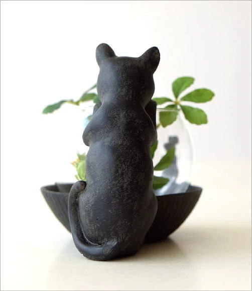 花瓶 花びん ガラス おしゃれ 猫 置物 置き物 フラワーベース